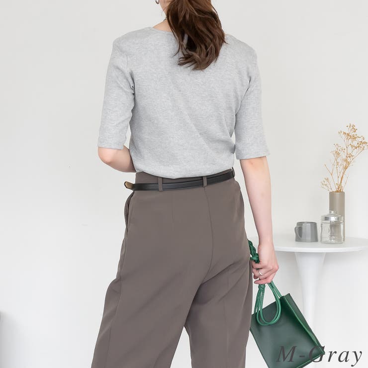 スクエアネック５分袖コットンリブＴシャツ | A.NATALY | 詳細画像3 