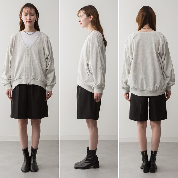 ミニ裏毛V空きジップアップブルゾン | A.NATALY | 詳細画像13 