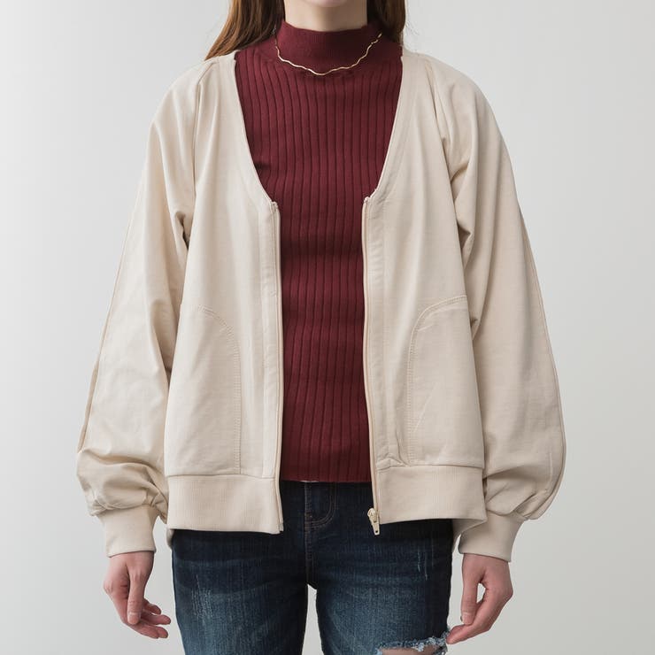 ミニ裏毛V空きジップアップブルゾン | A.NATALY | 詳細画像16 