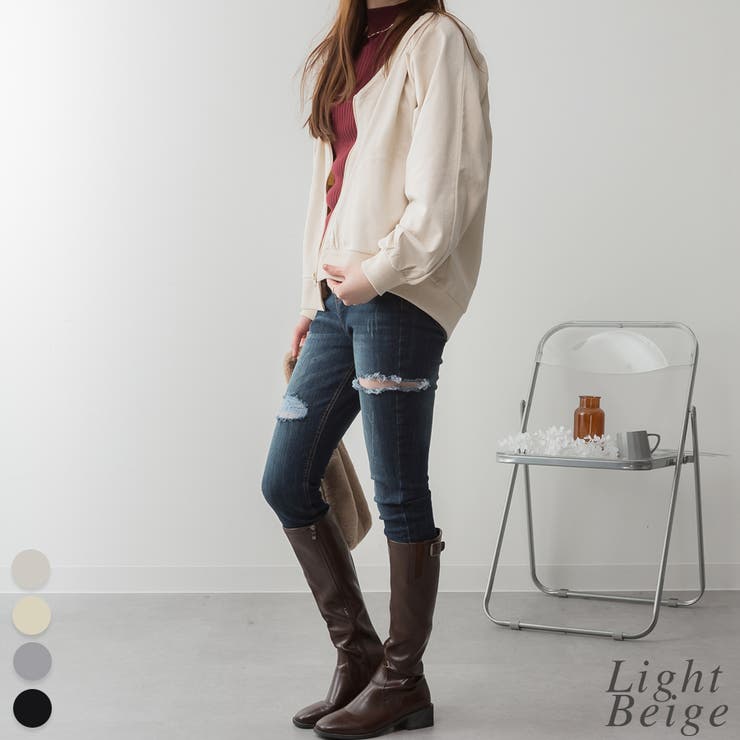 ミニ裏毛V空きジップアップブルゾン | A.NATALY | 詳細画像6 