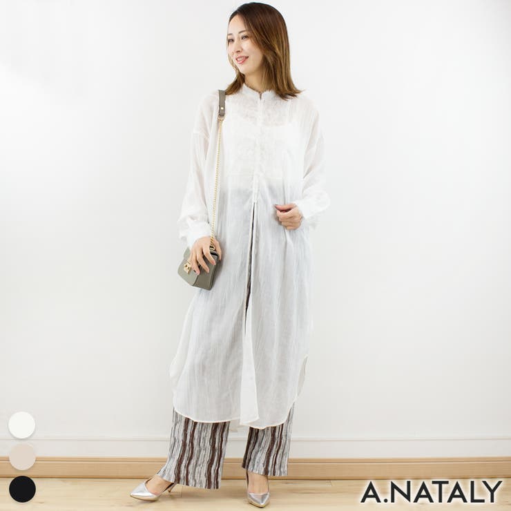 オフホワイト | フラッフィーガーゼシャツワンピース | A.NATALY