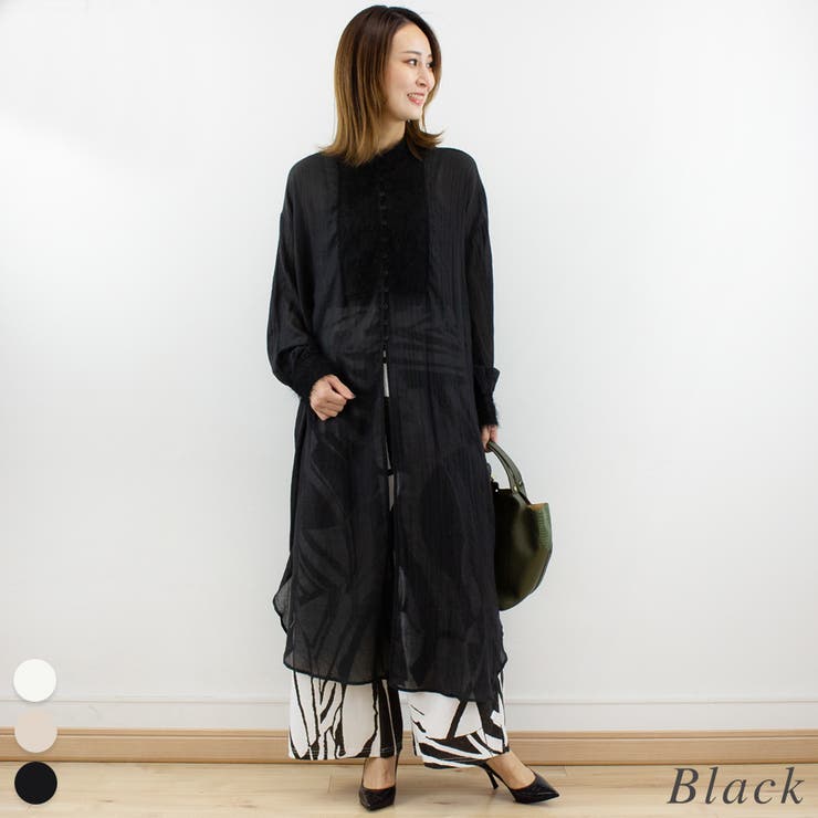 ブラック | フラッフィーガーゼシャツワンピース | A.NATALY