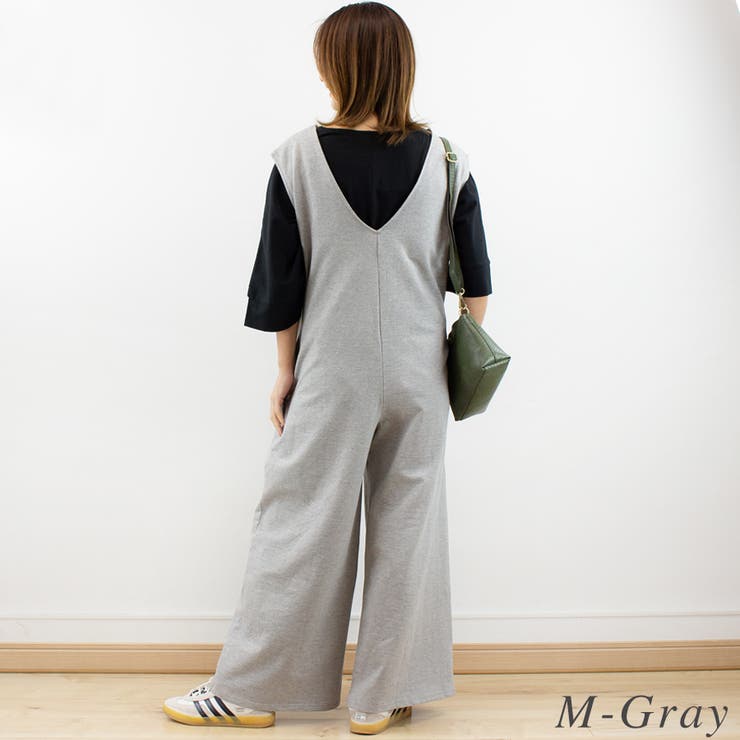 ミニ裏毛ディープVネックコットンジャンプスーツ | A.NATALY | 詳細画像4 