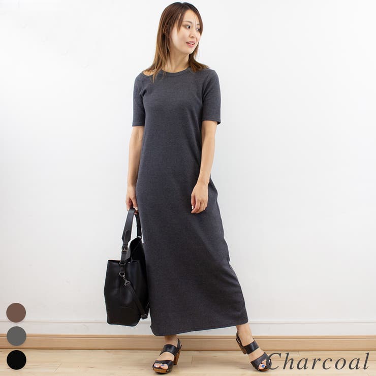 チャコール | カットリブカットアウトワンピース | A.NATALY