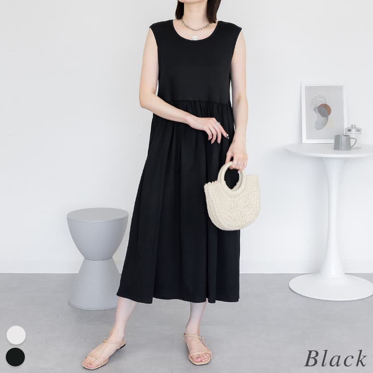 ブラック | ノースリーブカットワンピース | A.NATALY