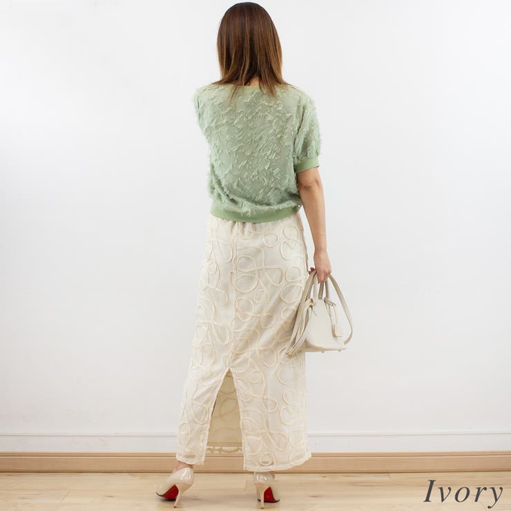 コード刺繍メッシュストレートスカート[品番：ACTW0004406]｜A