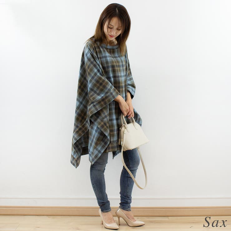 ビエラチェックポンチョ | A.NATALY | 詳細画像1 