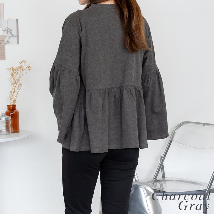 ペプラムギャザーブラウス風カットソー | A.NATALY | 詳細画像1 