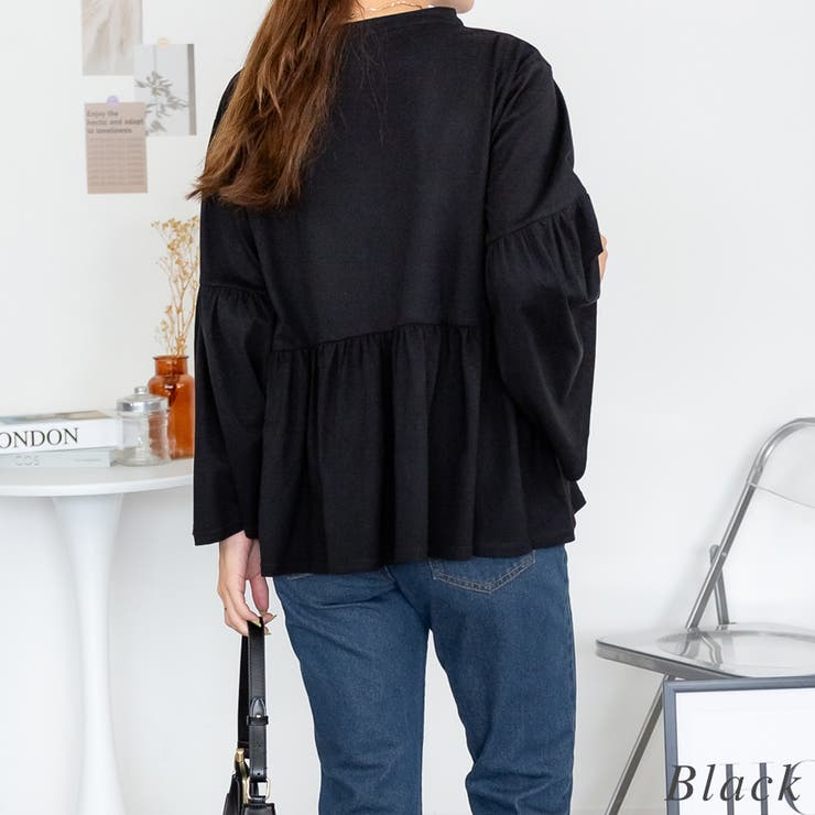 ペプラムギャザーブラウス風カットソー | A.NATALY | 詳細画像3 