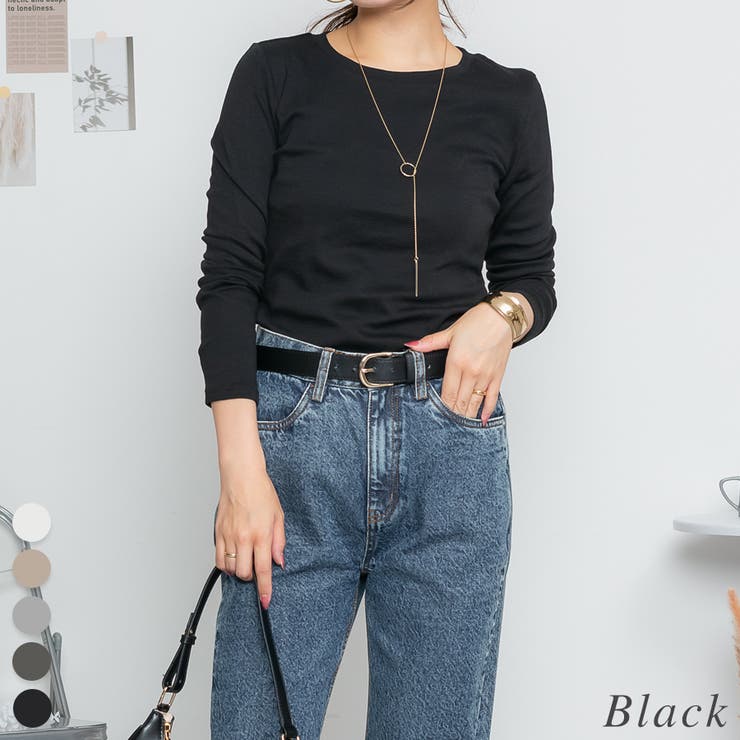 ブラック | ロングスリーブコンパクトTシャツ | A.NATALY