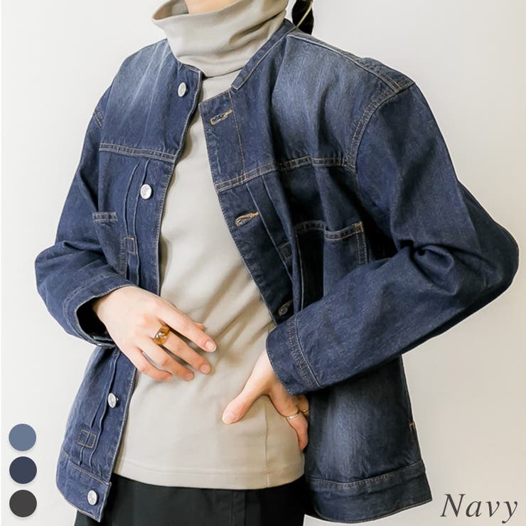 ネイビー | ラウンドカラーGジャン | A.NATALY