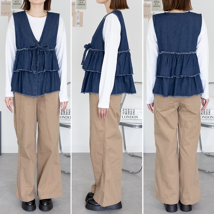 フリルティアードデニムベスト | A.NATALY | 詳細画像7 