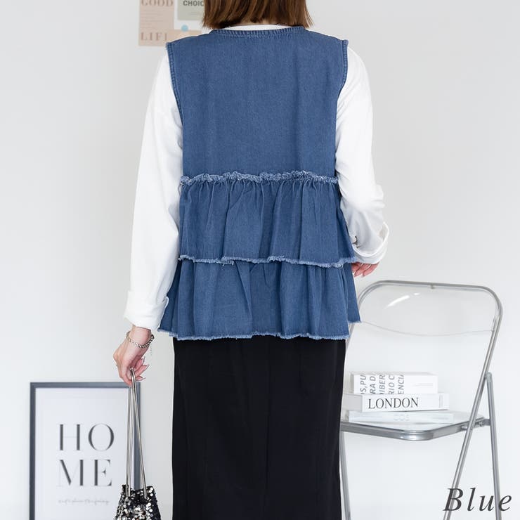 フリルティアードデニムベスト | A.NATALY | 詳細画像3 