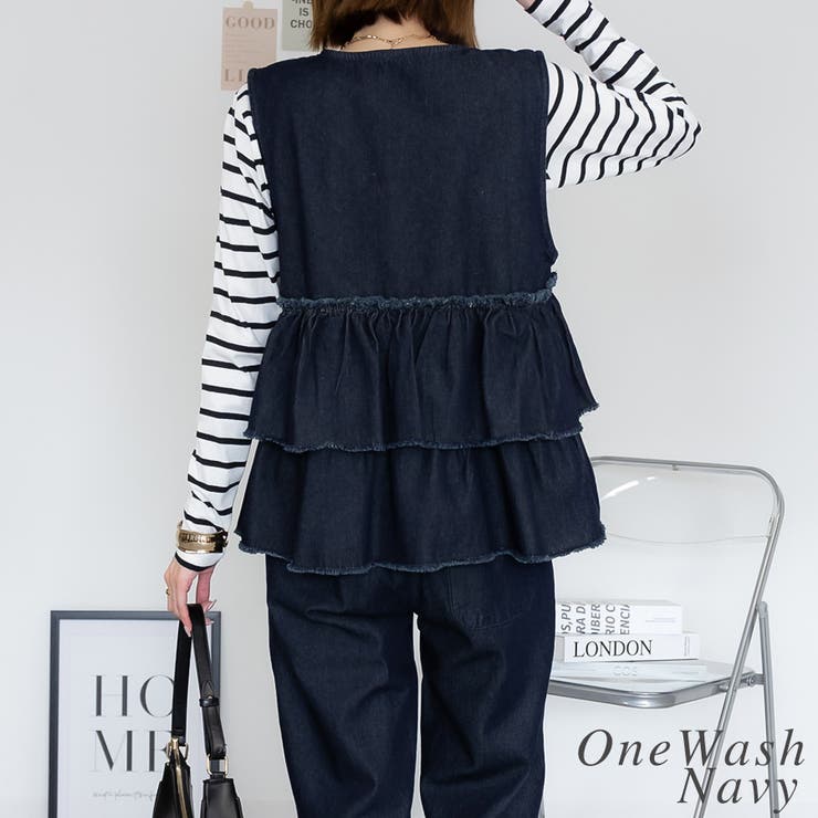 フリルティアードデニムベスト | A.NATALY | 詳細画像5 