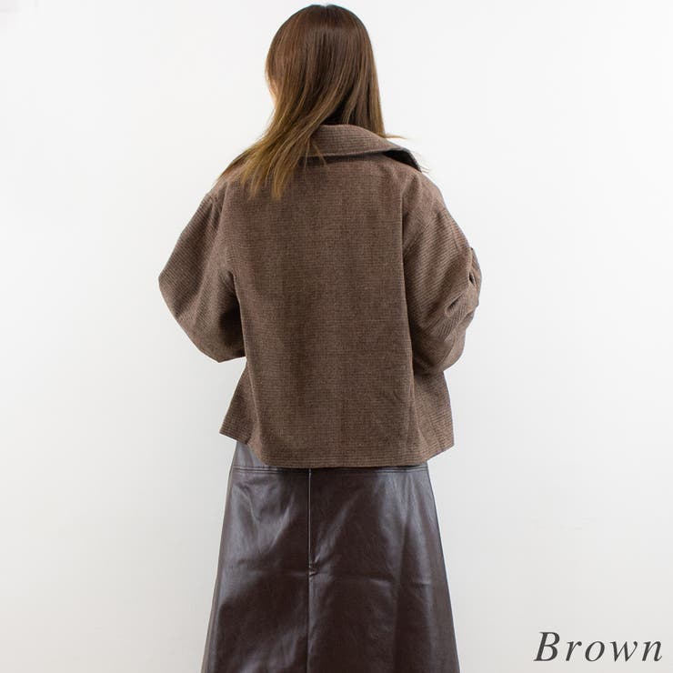 チェックツィードコクーンスリーブジャケット | A.NATALY | 詳細画像3 