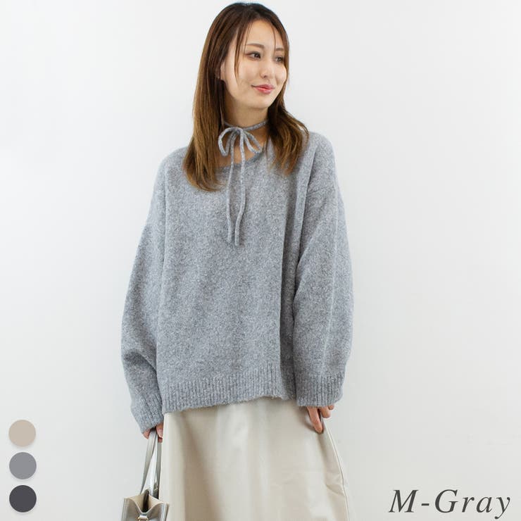 M-グレー | 杢ストレッチチョーカー付きプルオーバー | A.NATALY