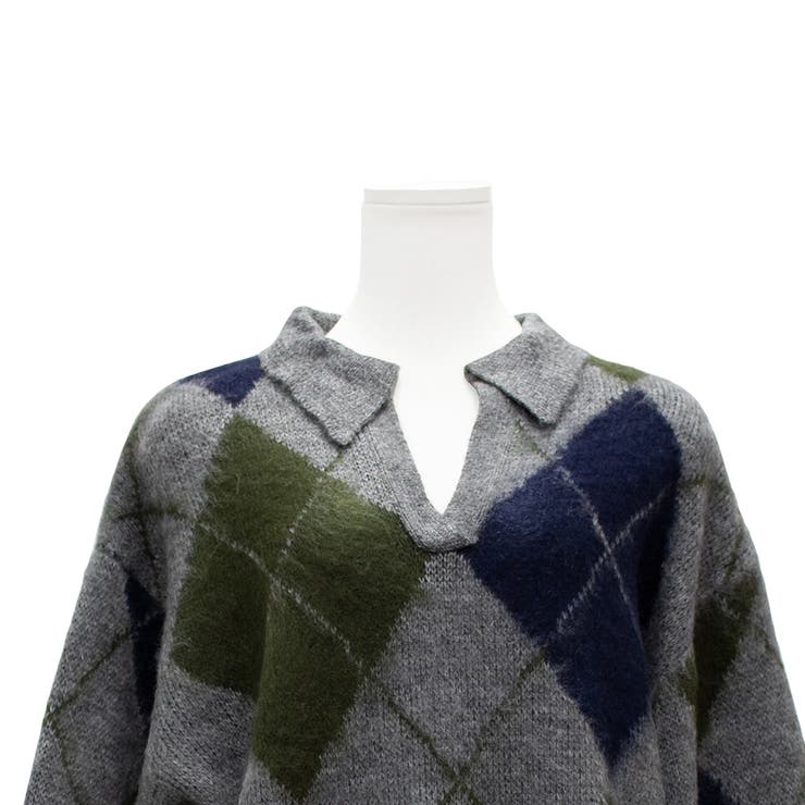 アクリルモヘアアーガイルキーネックプルオーバー | A.NATALY | 詳細画像12 