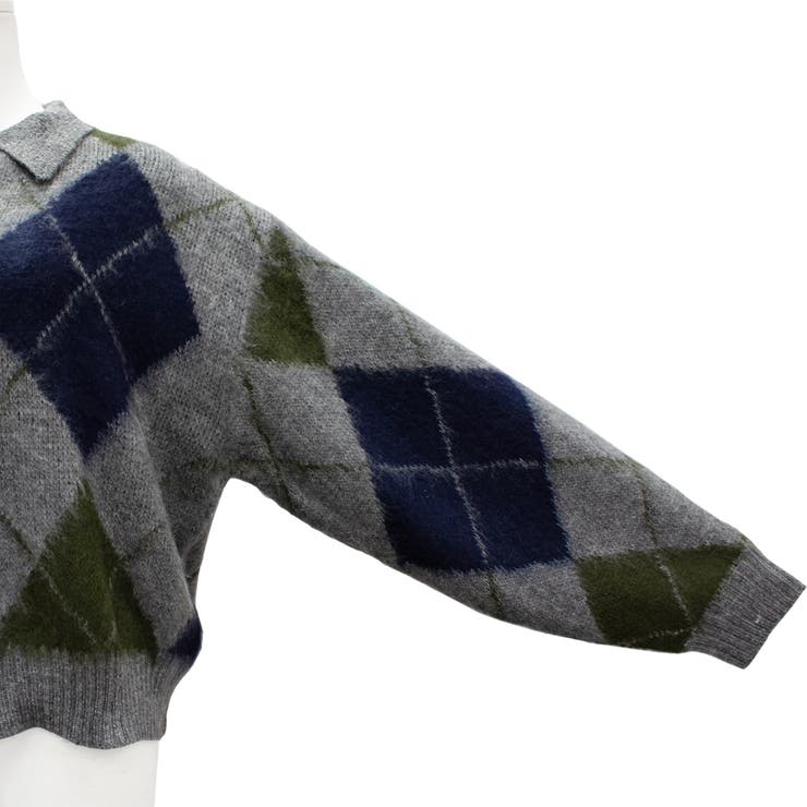 アクリルモヘアアーガイルキーネックプルオーバー | A.NATALY | 詳細画像14 