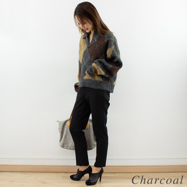 アクリルモヘアアーガイルキーネックプルオーバー | A.NATALY | 詳細画像6 