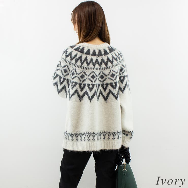 ノルディック柄Uネックプルオーバー | A.NATALY | 詳細画像1 