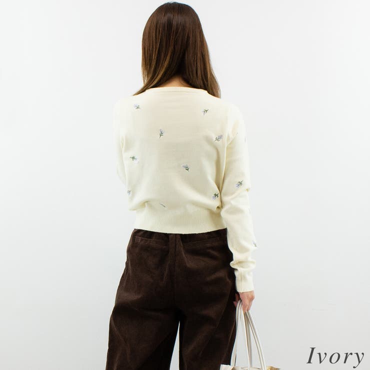 フラワー刺繍クロップドカーディガン | A.NATALY | 詳細画像1 