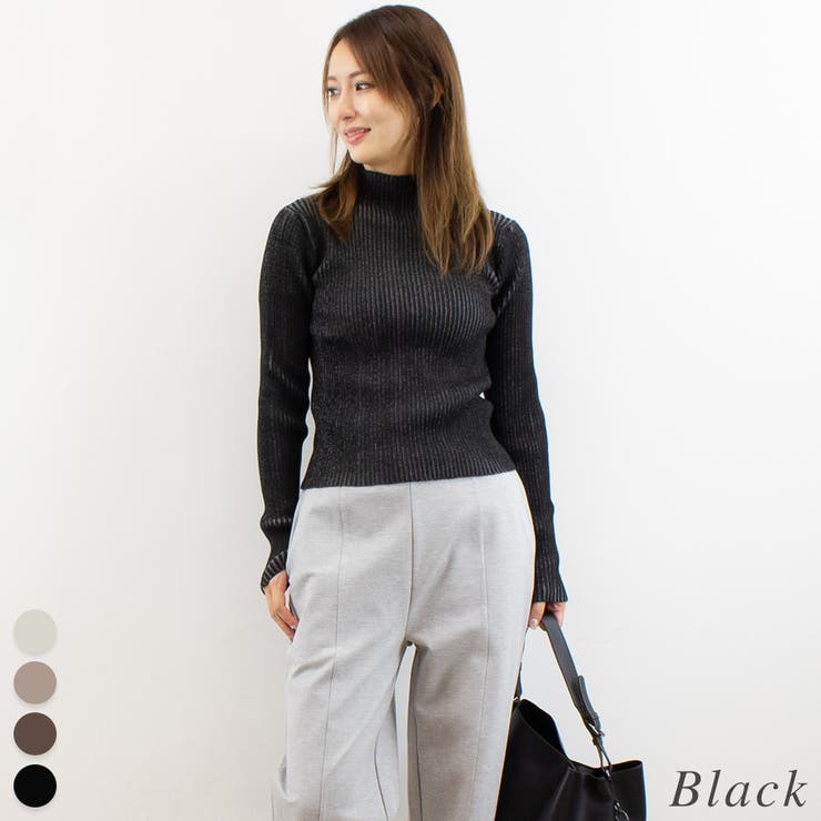 ブラック | プレーティングハイネックプルオーバー | A.NATALY