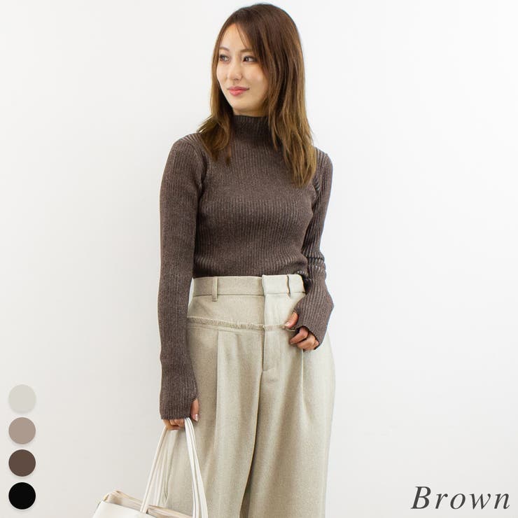 ブラウン | プレーティングハイネックプルオーバー | A.NATALY