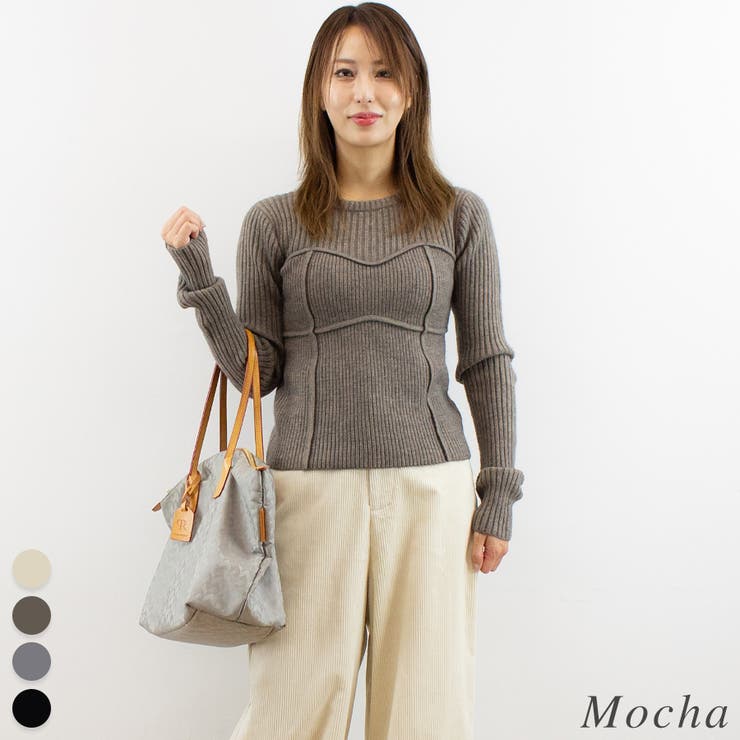 モカ | アルパカタッチビスチェドッキングニット | A.NATALY