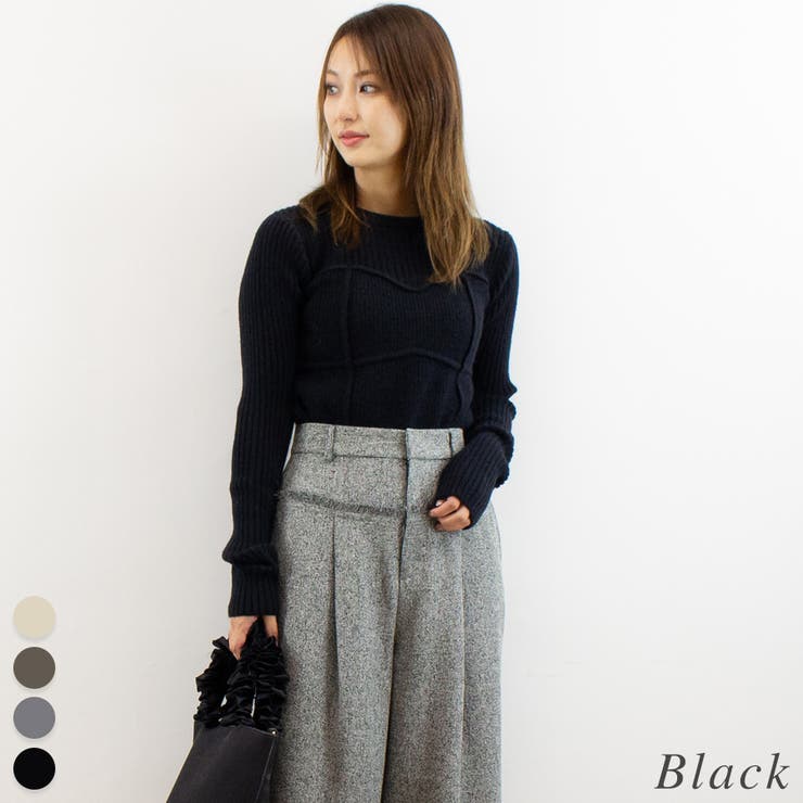 ブラック | アルパカタッチビスチェドッキングニット | A.NATALY