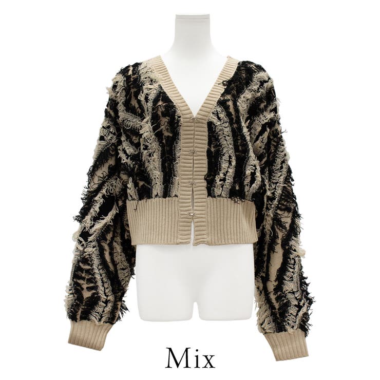 MIXフリンジニットショートカーディガン | A.NATALY | 詳細画像8 