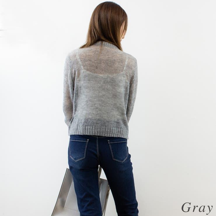 透かしモヘア配色カーディガン | A.NATALY | 詳細画像1 