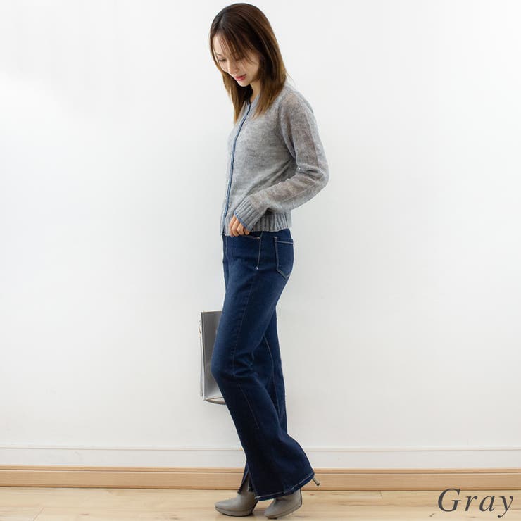 透かしモヘア配色カーディガン | A.NATALY | 詳細画像2 