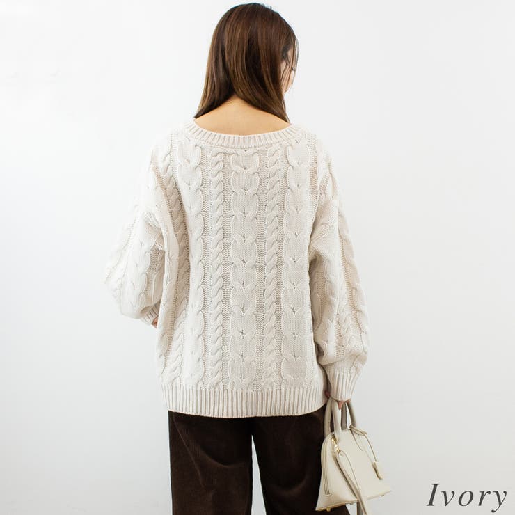 ケーブルVネックプルオーバー | A.NATALY | 詳細画像1 