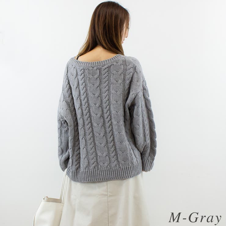 ケーブルVネックプルオーバー | A.NATALY | 詳細画像5 