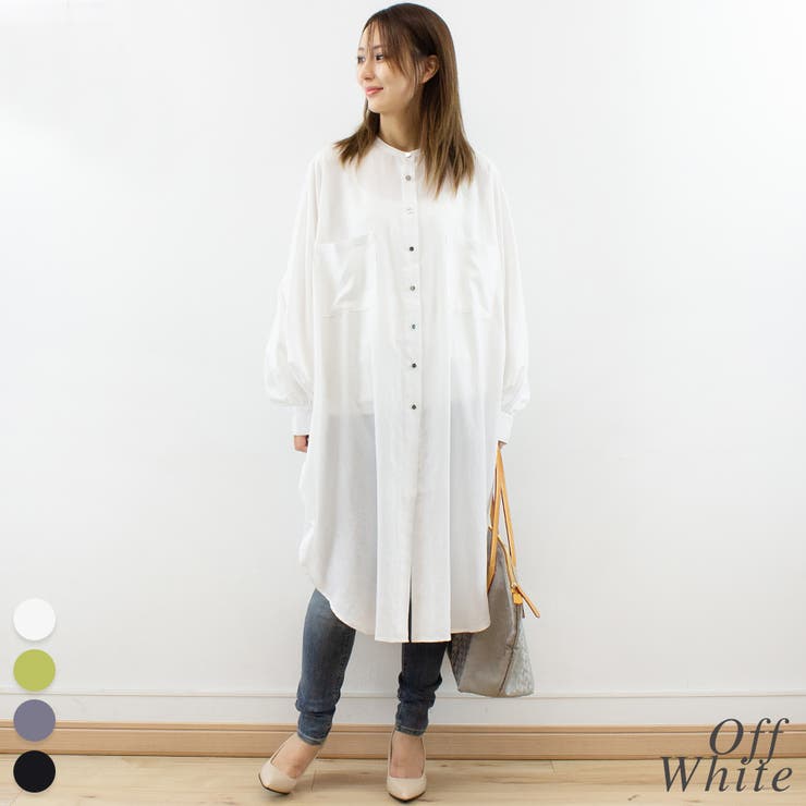 オフホワイト | バックギャザールーズシャツワンピース | A.NATALY