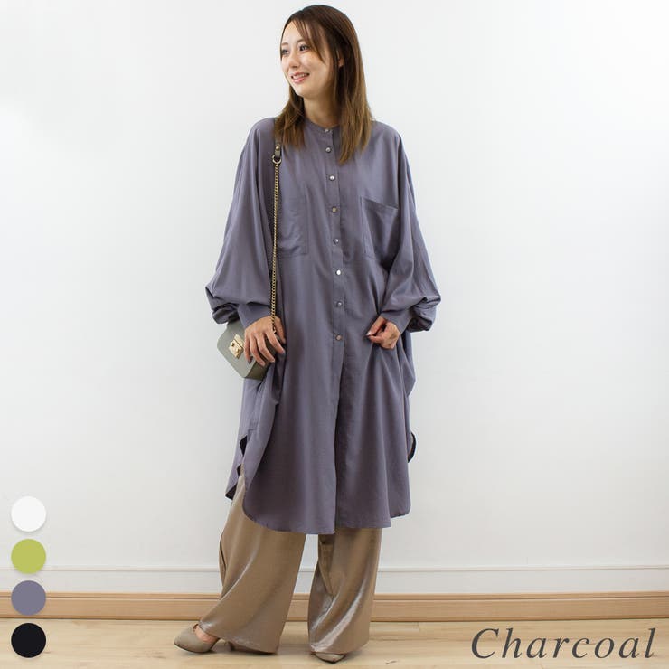 チャコール | バックギャザールーズシャツワンピース | A.NATALY