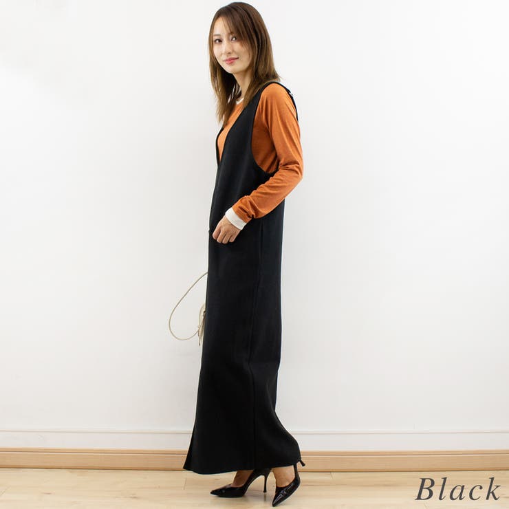 フェイクウールVネックジャンパースカート | A.NATALY | 詳細画像1 