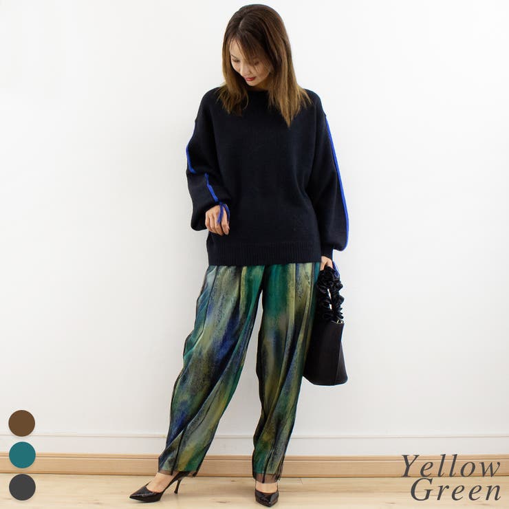 イエローグリーン | オーバーチュールプリントパンツ | A.NATALY