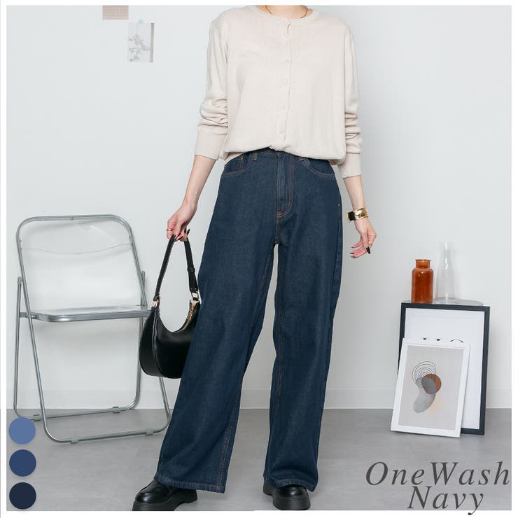 ワンウォッシュネイビー | ヴィンテージ加工デニムパンツ | A.NATALY