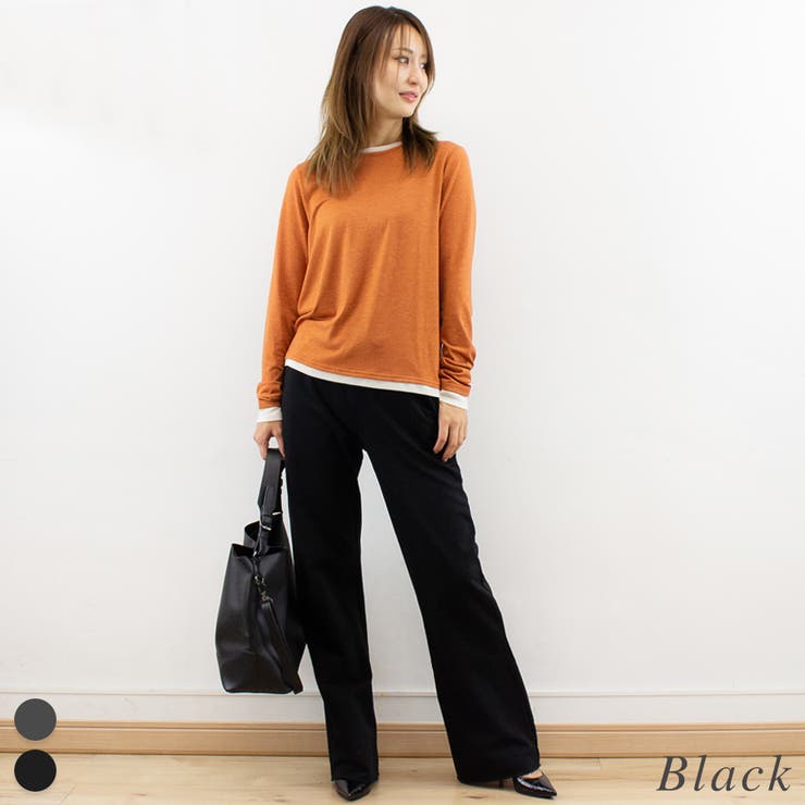 ブラック | ミニ裏毛セミフレアパンツ | A.NATALY