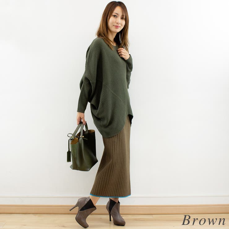 カラーヘムワイドリブニットタイトスカート | A.NATALY | 詳細画像1 