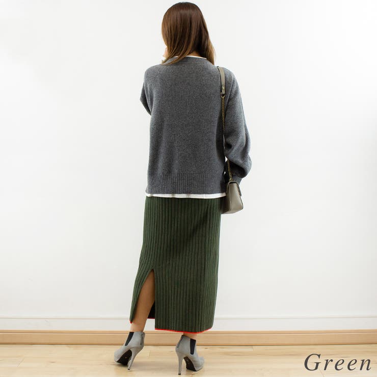 カラーヘムワイドリブニットタイトスカート | A.NATALY | 詳細画像4 