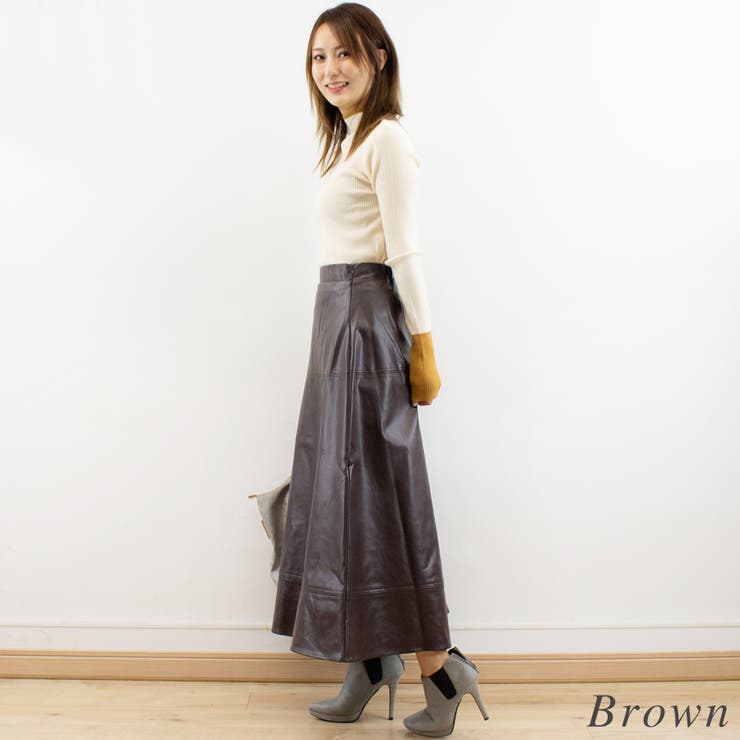フェイクレザーステッチセミフレアスカート | A.NATALY | 詳細画像3 