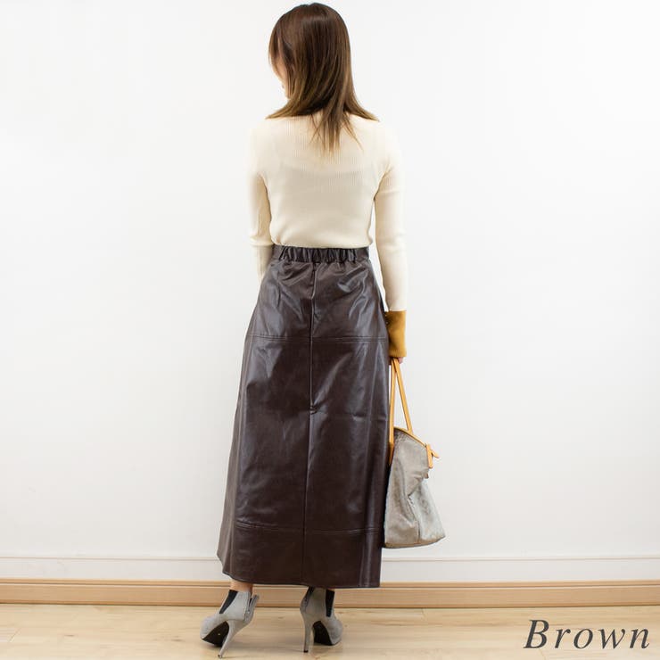 フェイクレザーステッチセミフレアスカート | A.NATALY | 詳細画像4 