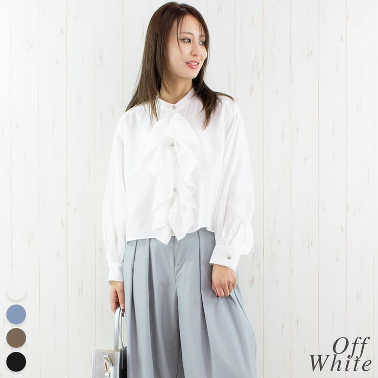 オフホワイト | ダンガリーフリルシャツ | A.NATALY