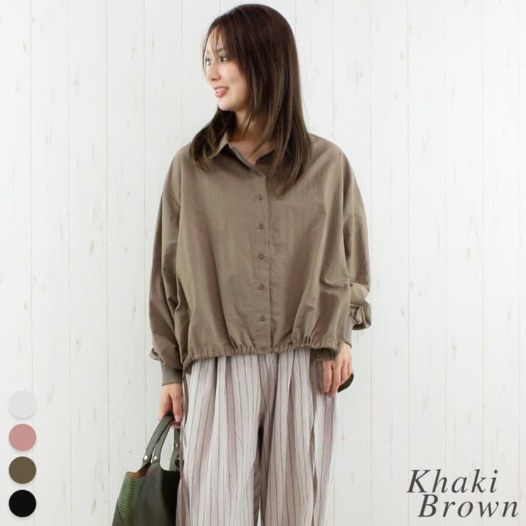 カーキブラウン | ドロストヘムスキッパーシャツブラウス | A.NATALY