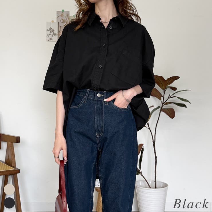 ブラック | 麻綿オーバーサイズシャツ | A.NATALY