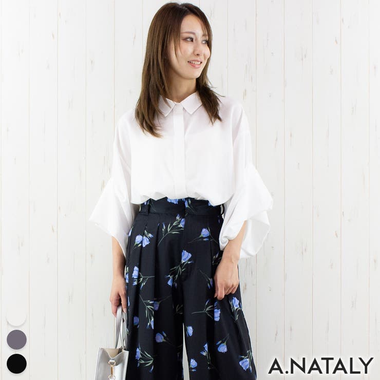 オフホワイト | タックボリュームスリーブシャツ | A.NATALY