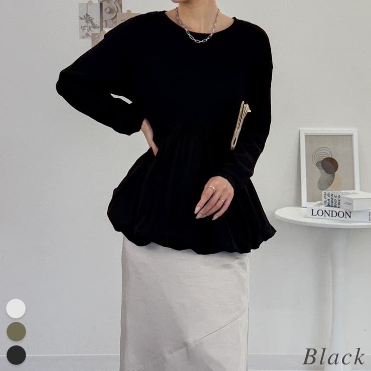 ブラック | ペプラム切替バルーントップス | A.NATALY