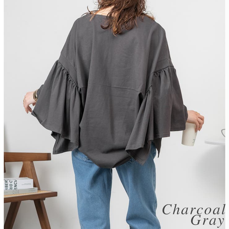 ドロップショルダーギャザースリーブカットソー | A.NATALY | 詳細画像7 